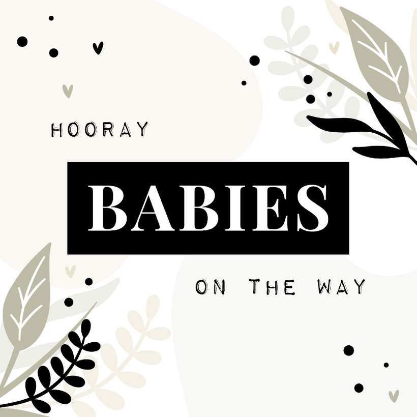 Felicitatiekaart hooray babies on the way met Kaartje2go