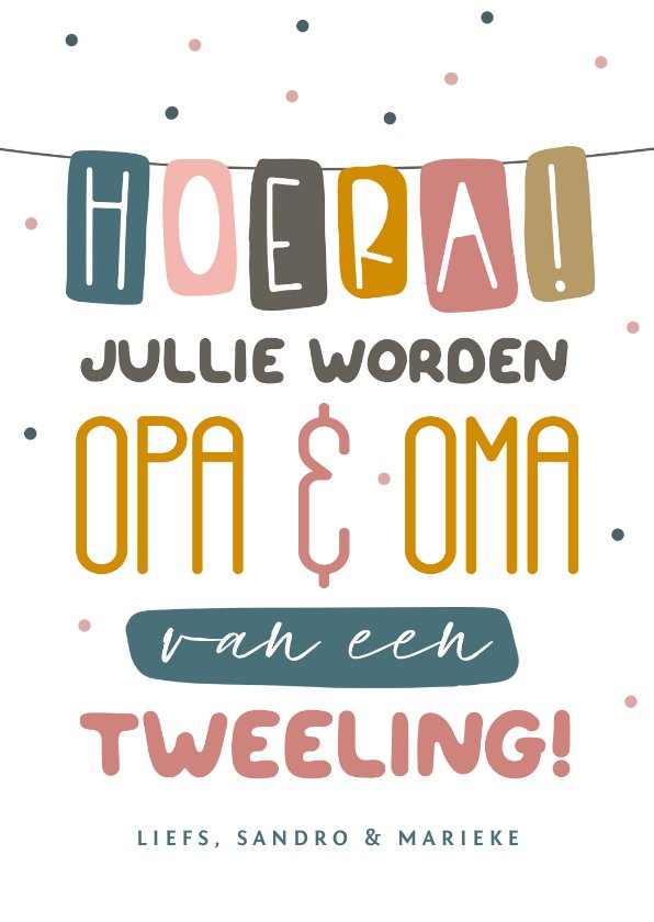 Felicitatiekaart Tweeling Opa En Oma Feest Kaartje2go