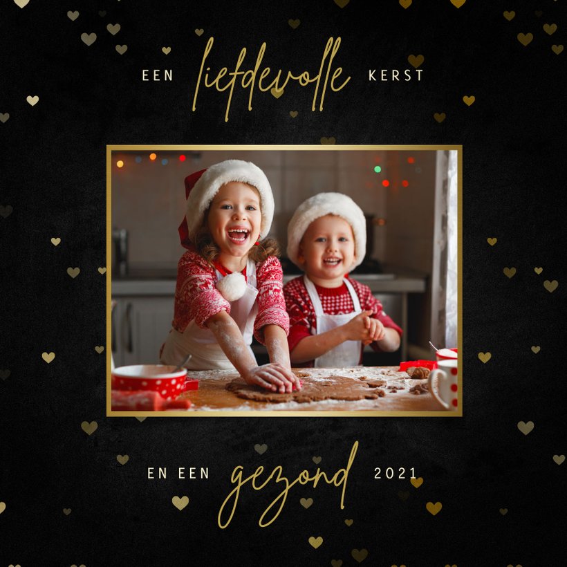 Fotokaart liefdevolle kerst met hartjes Kaartje2go