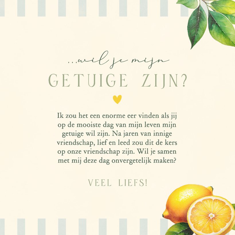 Fruitige trouwkaart wil je mijn getuige zijn | Kaartje2go