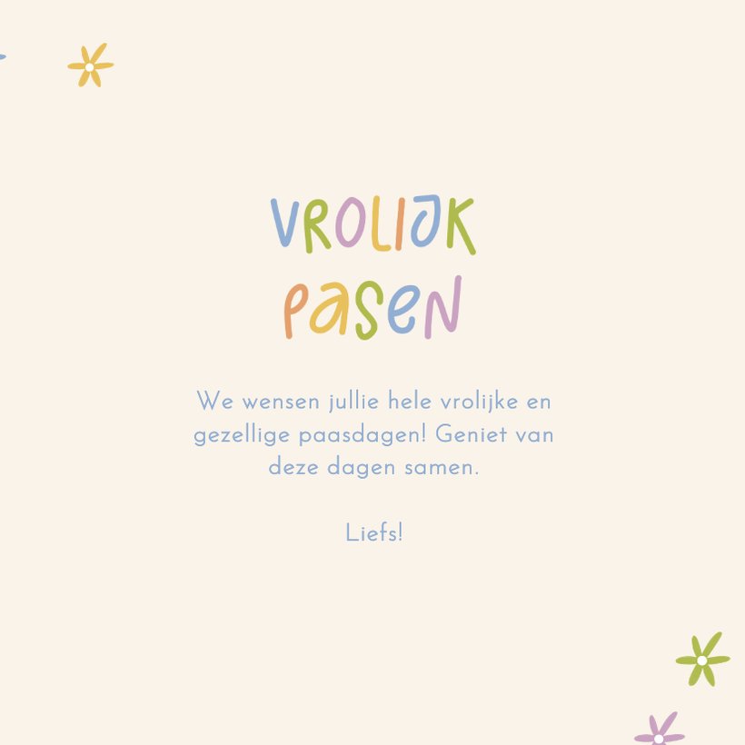 Gekleurd paaskaartje vrolijk pasen kleine | Kaartje2go