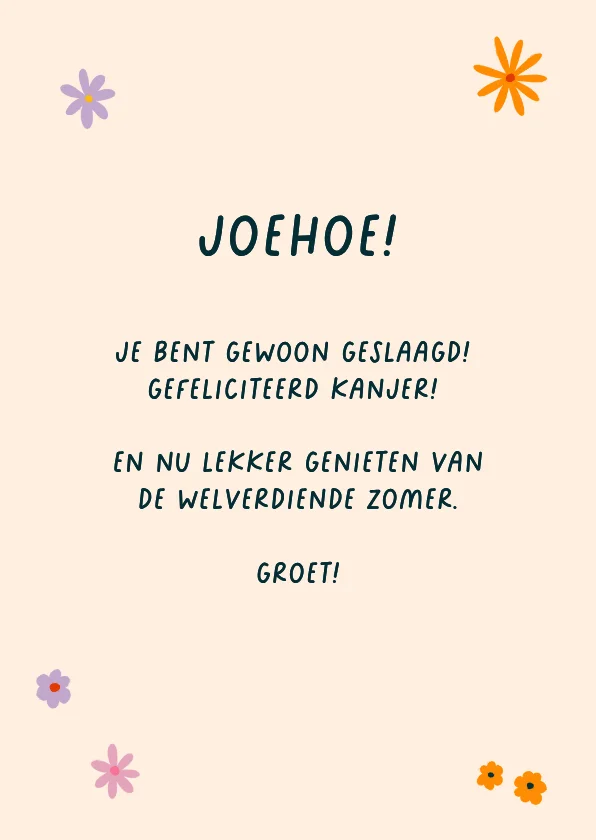 Geslaagd kaart met bloemen uit afstudeerhoed 3