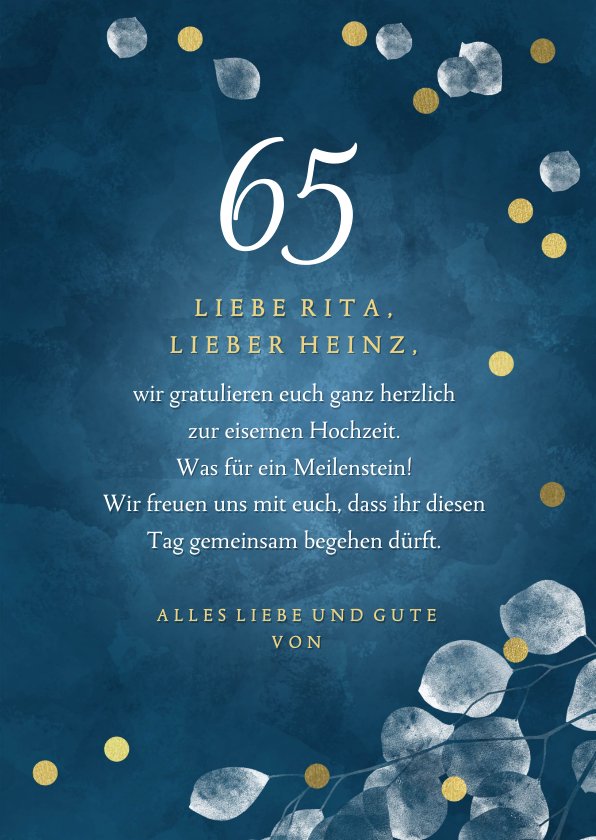 Glückwunschkarte Eiserne Hochzeit Kaartje2go