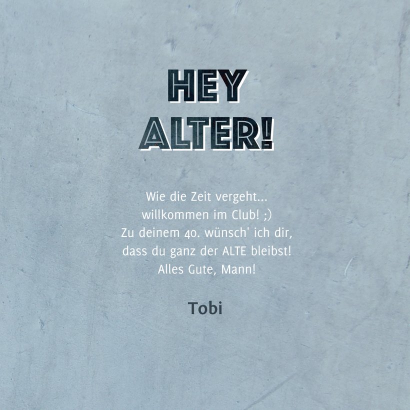 Glückwunschkarte Geburtstag Mann'Hey, Alter Kaartje2go
