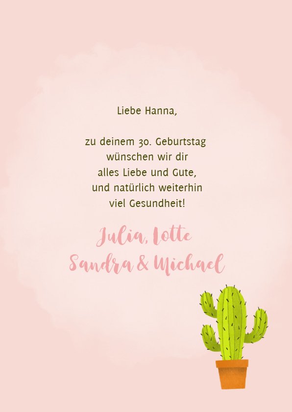 Glückwunschkarte zum Geburtstag Kaktus Lass Kaartje2go