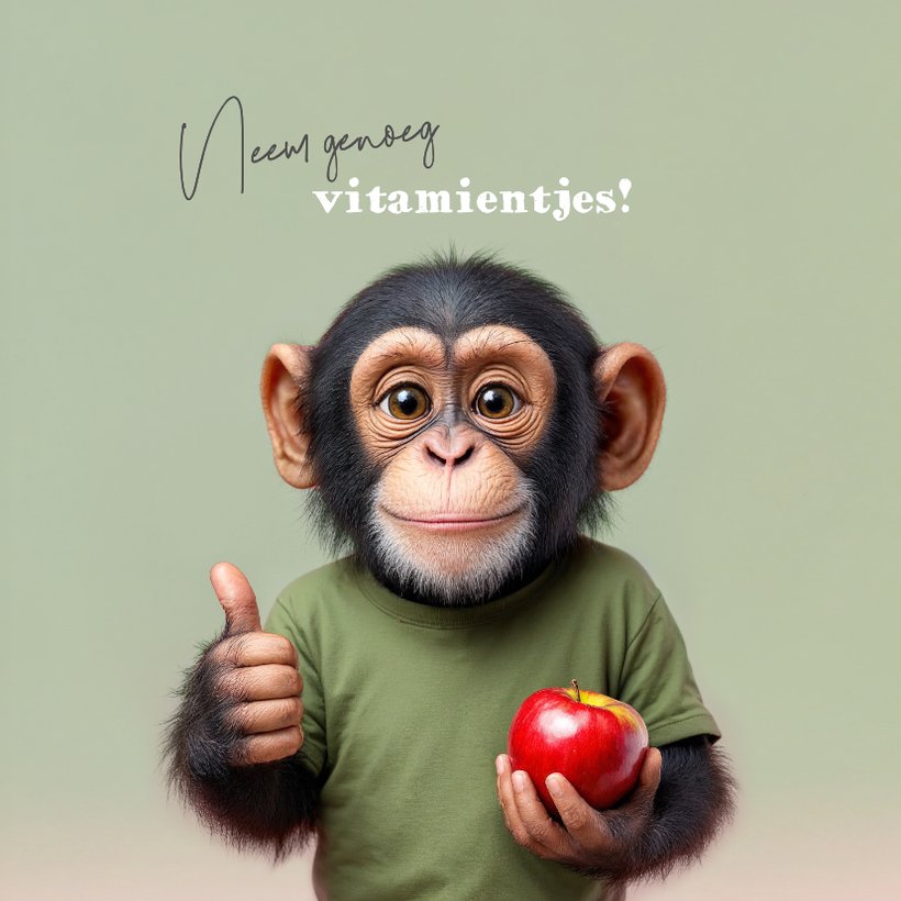 Grappige beterschapskaart aap chimpansee humor | Kaartje2go