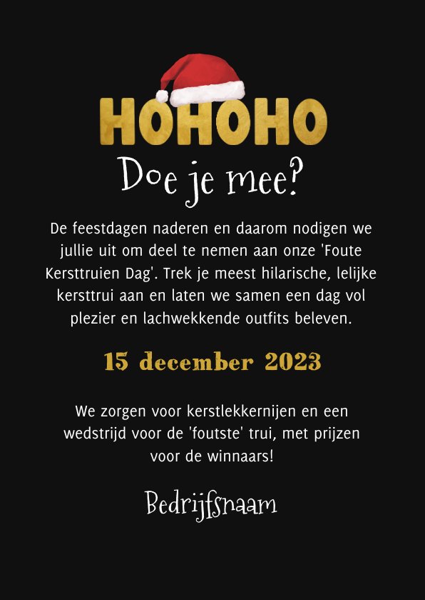 Grappige uitnodiging foute kerst kersttruien Kaartje2go