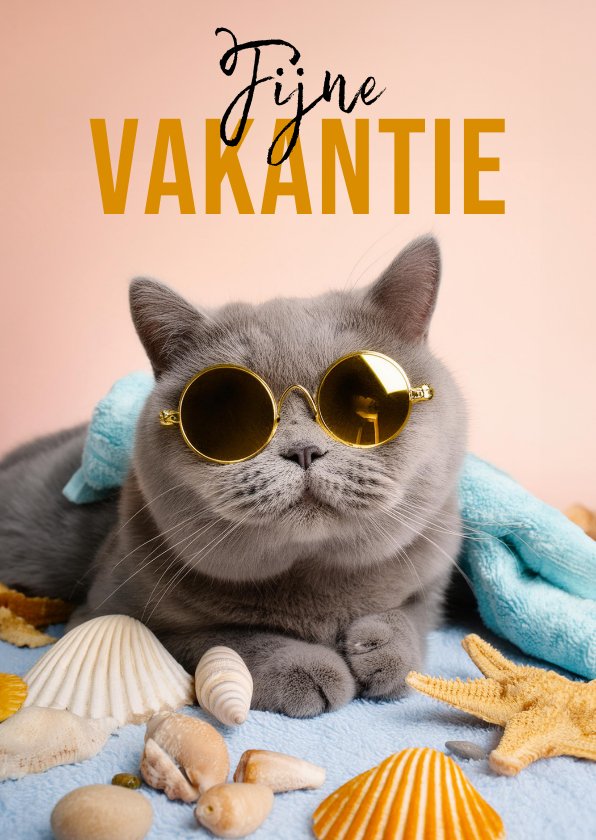 grappige-vakantiekaart-kat-zonnebril-fijne-kaartje2go