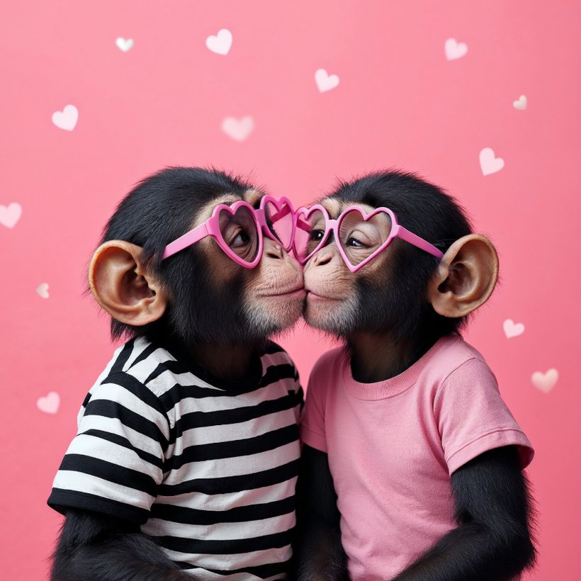 Grappige valentijnskaart schattig aapjes hart | Kaartje2go