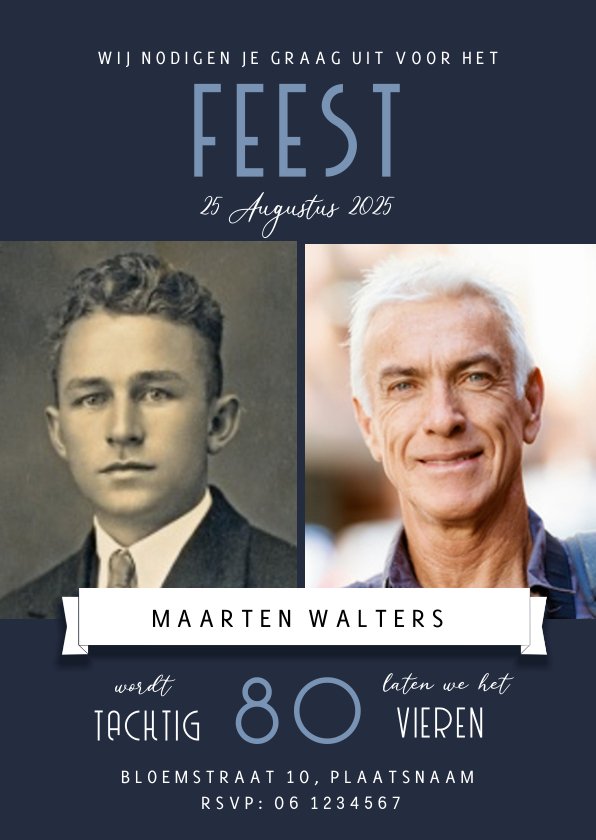 Jarig Feest 80 jaar Schoolbord - Uitnodigingen | Kaartje2go