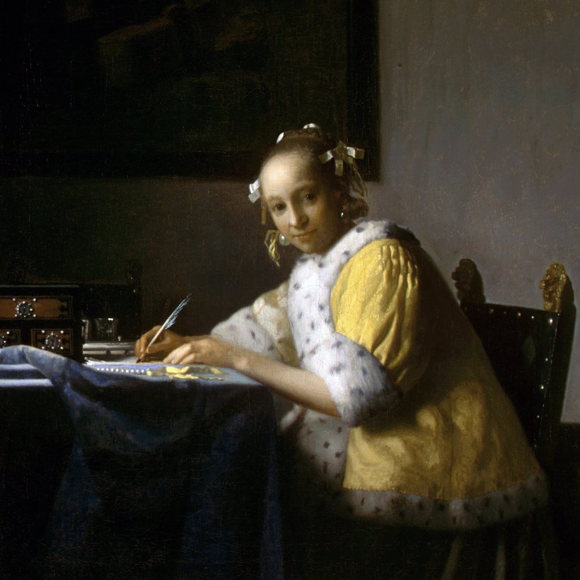 Johannes Vermeer. Schrijvende vrouw Kaartje2go