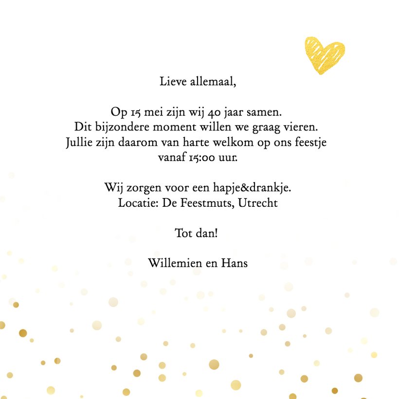 Jubileum 40 jaar samen feestje foto Kaartje2go Jubileum 40 jaar samen feestje foto Kaartje2go