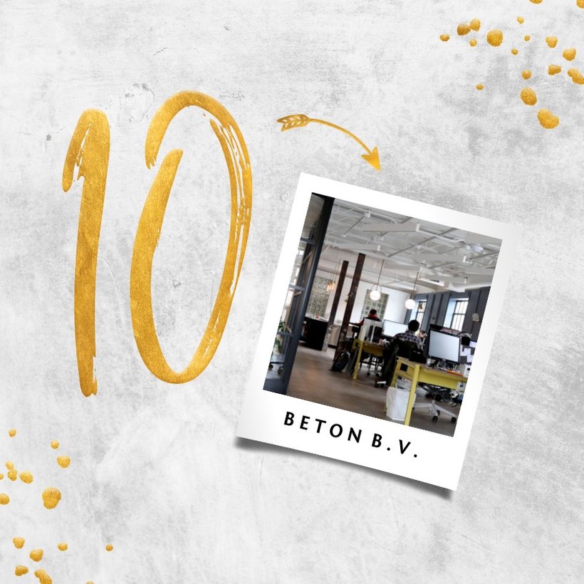 Jubileumkaart bedrijf 10 jaar betonlook met Kaartje2go