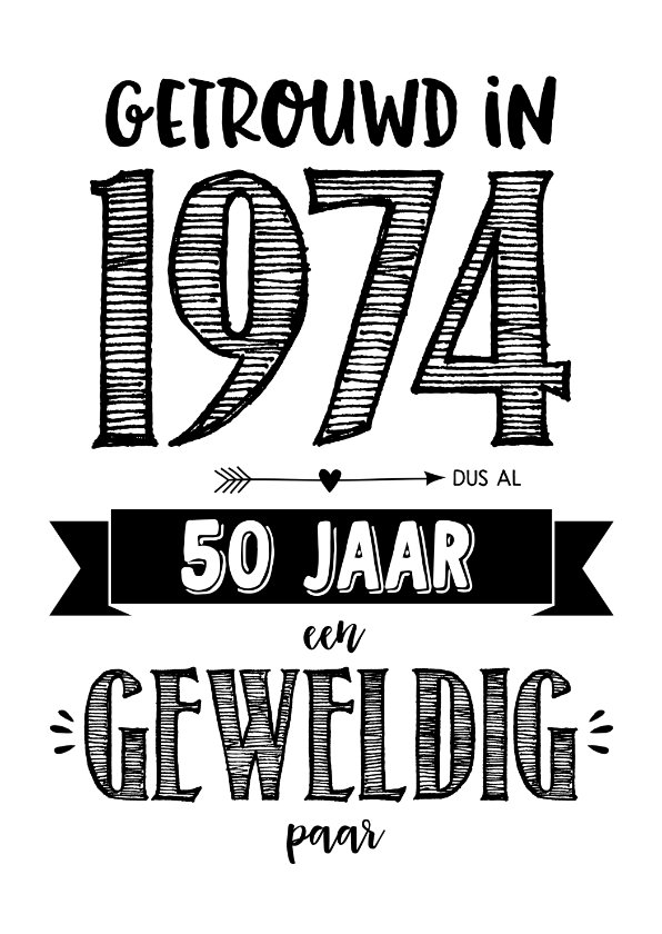 Jubileumkaart getrouwd in 1974 al 50 jaar een Kaartje2go