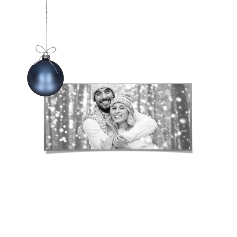 Kerstkaart 2024 blauw kerstballen | Kaartje2go