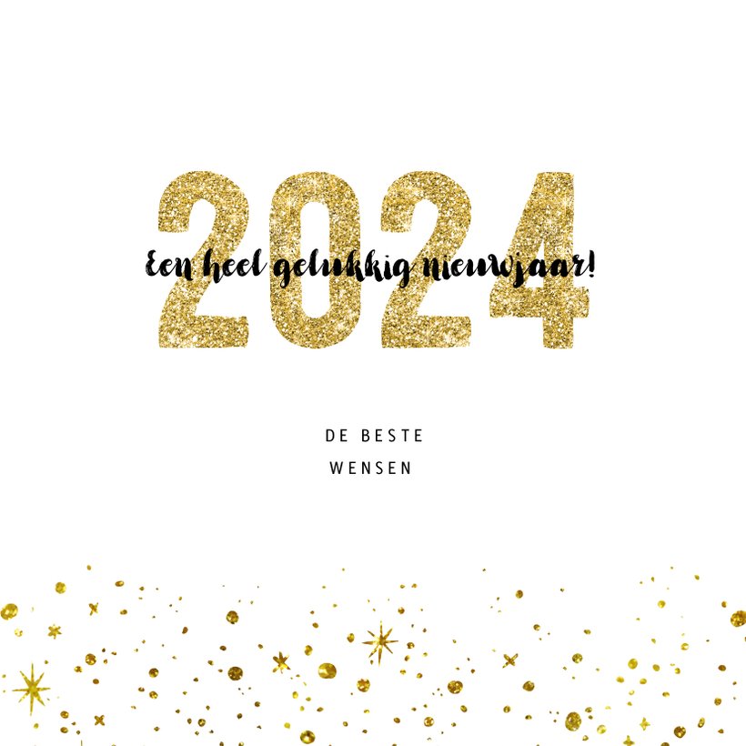 Kerstkaart 2024 Goud Glitter Groot | Kaartje2go