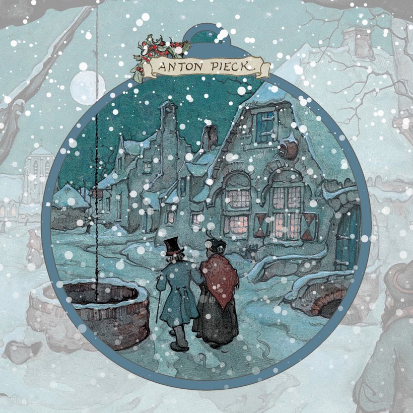 Kerstkaart Anton Pieck koppel in sneeuw in de Kaartje2go