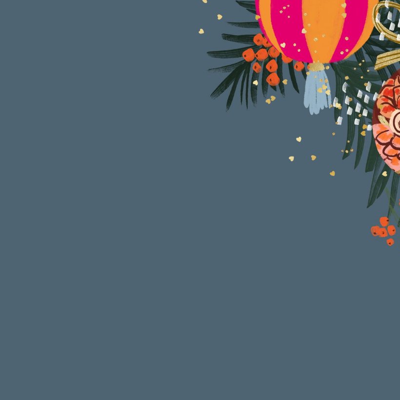 Kerstkaart bonte kerstboom kerstbal Kaartje2go