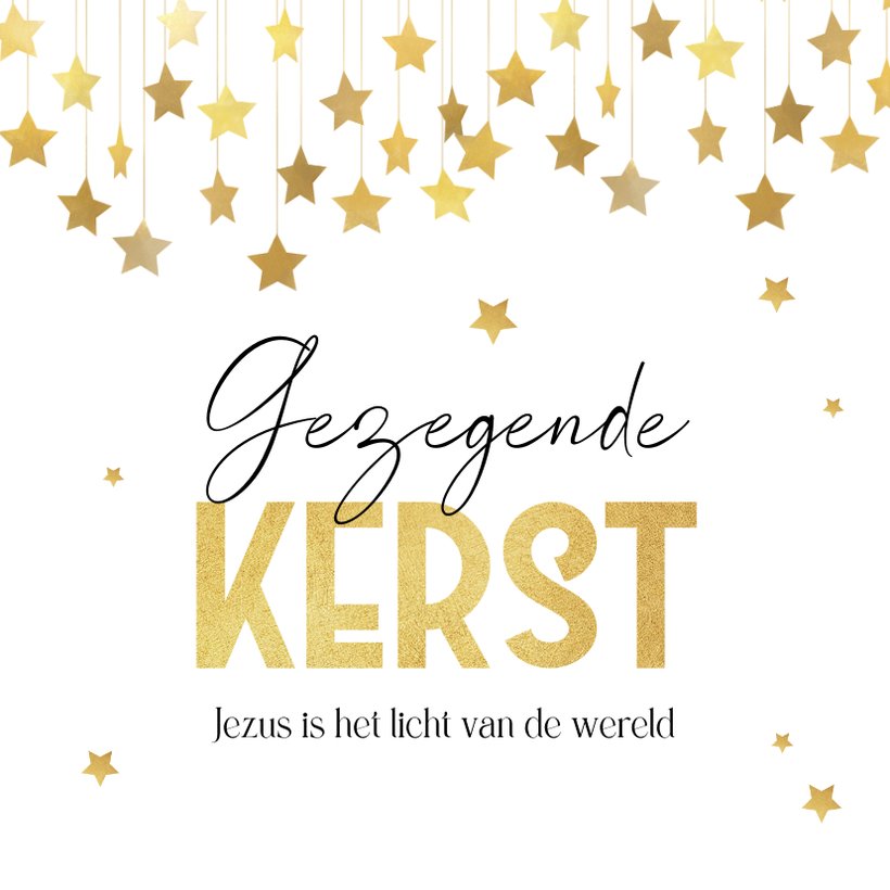 Kerstkaart christelijk sterren gezegende kerst Kaartje2go