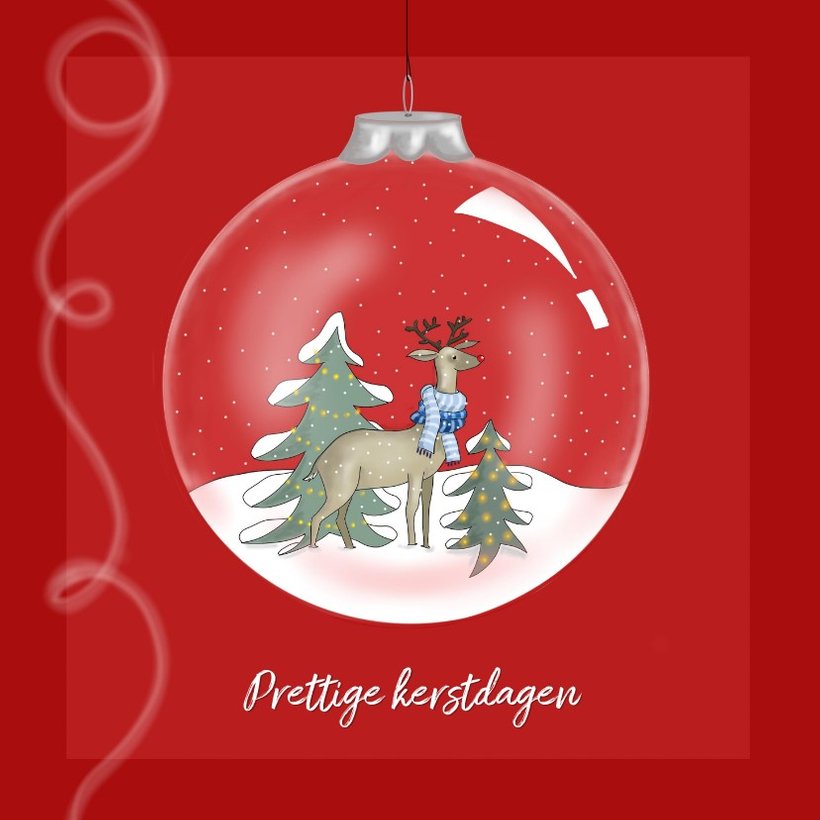 Kerstkaart- kerstbal met Rudolf - Kerstkaarten | Kaartje2go