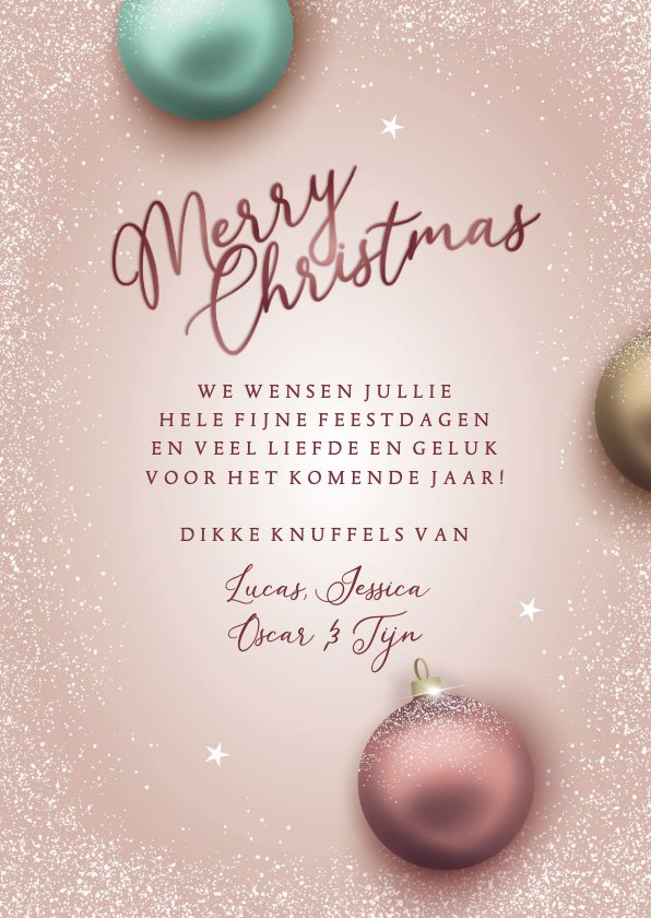 Kerstkaart magische kerstballen Kerstkaarten Kaartje2go