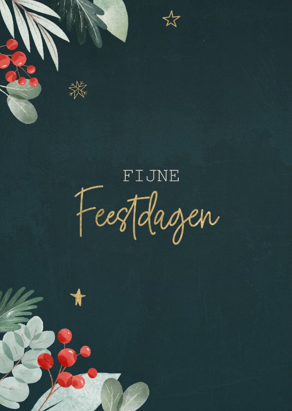 Kerstkaart Met Botanische Illustraties Kaartje Go