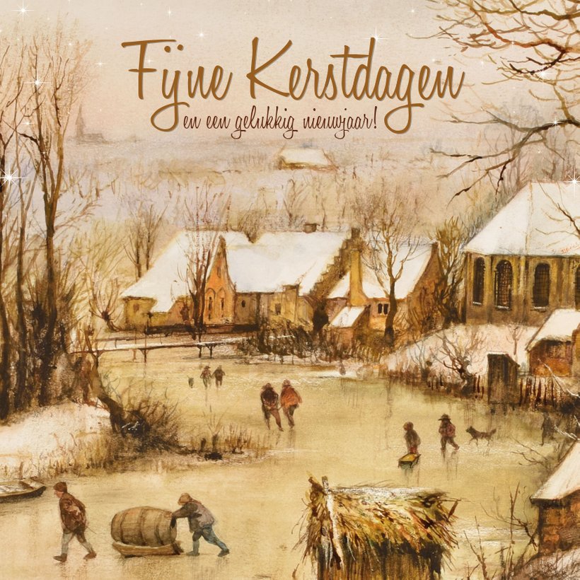 Kerstkaart Oudhollands winterlandschap Kaartje2go