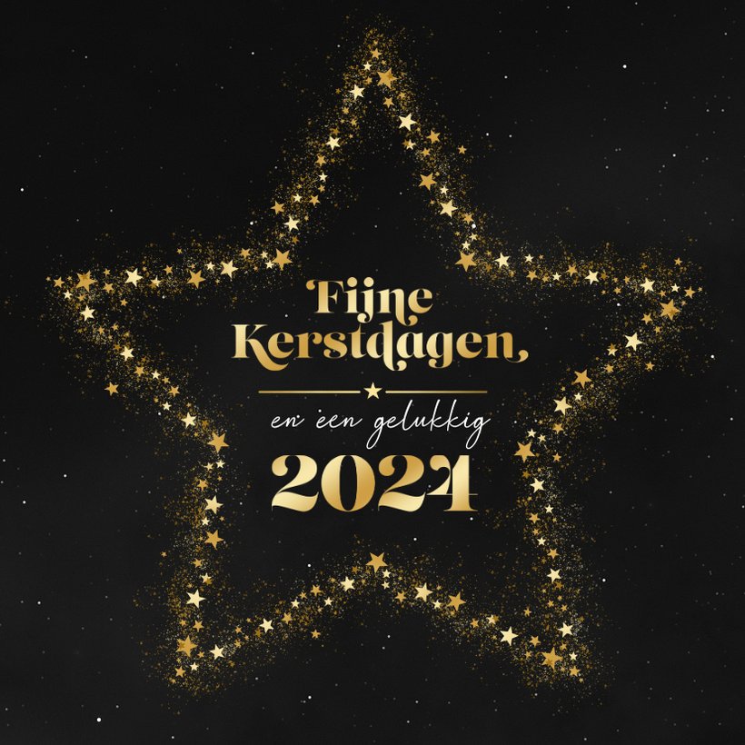 Kerstkaart Ster Fijne Kerstdagen Gelukkig 2024 | Kaartje2go