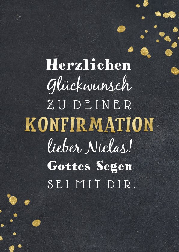 Konfirmation Glückwunschkarte Goldakzente | Kaartje2go