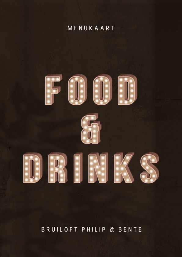 Menukaart food& drinks festival letters licht | Kaartje2go