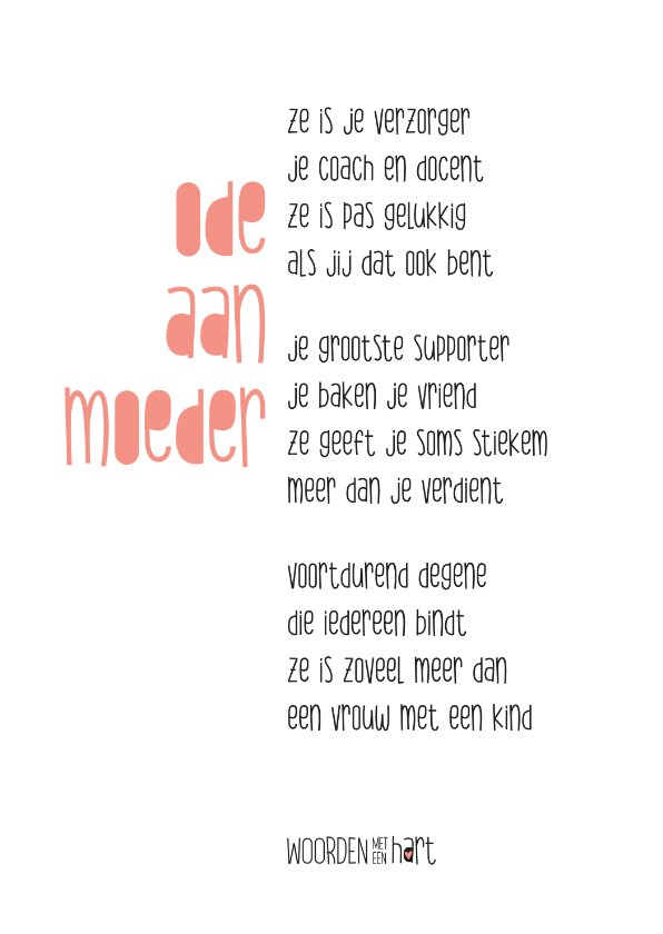 Moederdag Kaart Gedicht Ode Aan Moeder Kaartje2go