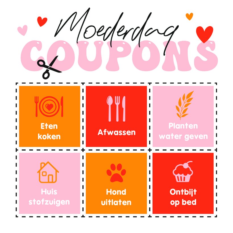 Moederdagkaart met coupons grappig moederdag Kaartje2go