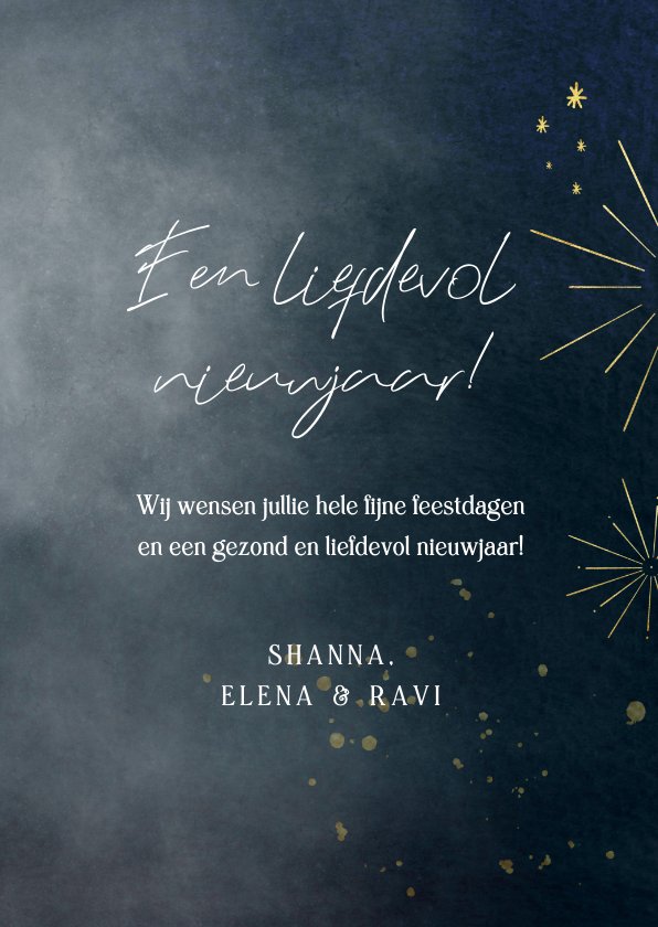 Nieuwjaarskaart Licht Liefde Goud Vuurwerk Kaartje Go