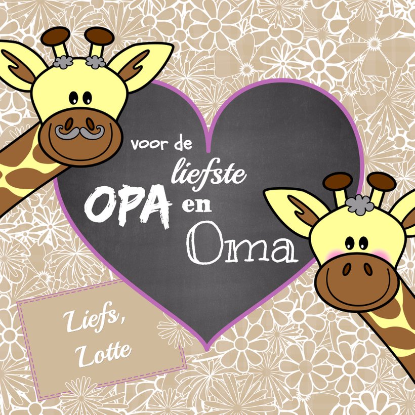 Opa en Oma giraffe bloemen Opa en Oma kaarten Kaartje2go