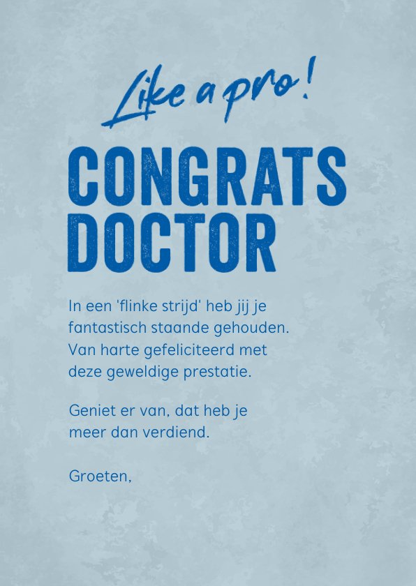 PhD felicitatie kaart You nailed it