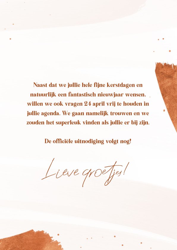 Save the date kerst wit met foto en koperfolie Kaartje2go