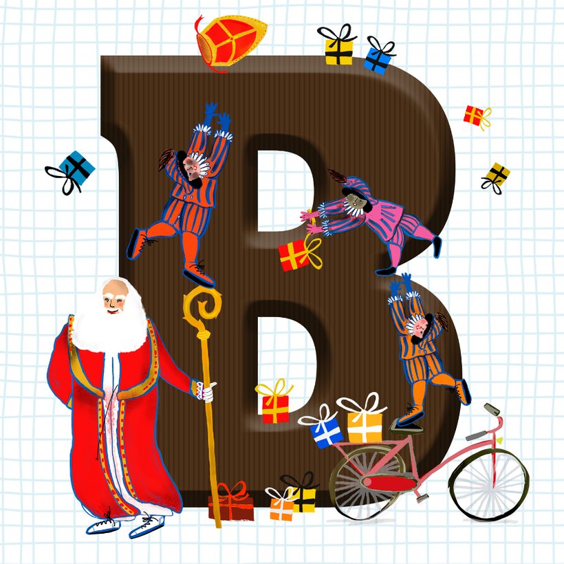 Sinterklaas Kaart Met Chocolade Letter B | Kaartje2go