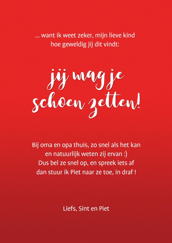 Sinterklaas schoen zetten bij open haard Kaartje2go
