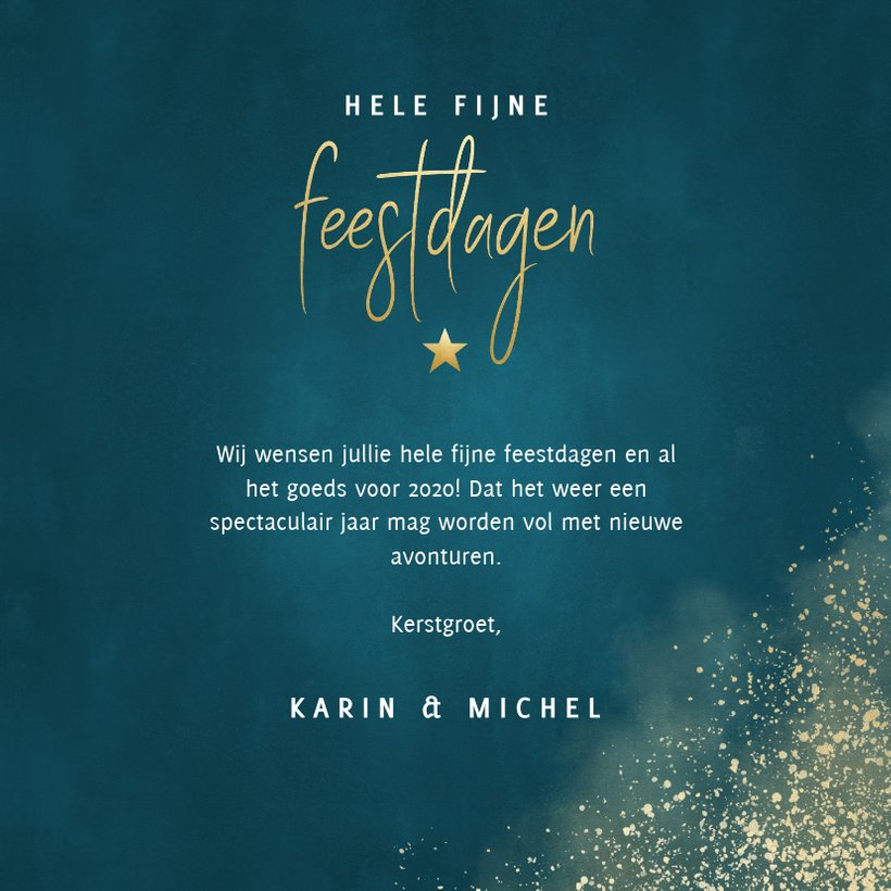 Stijlvolle Kerstkaart Gouden Typografie, Sneeuw | Kaartje2go