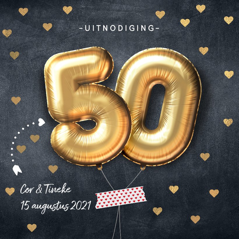 Stijlvolle uitnodiging 50 jarig huwelijk Kaartje2go