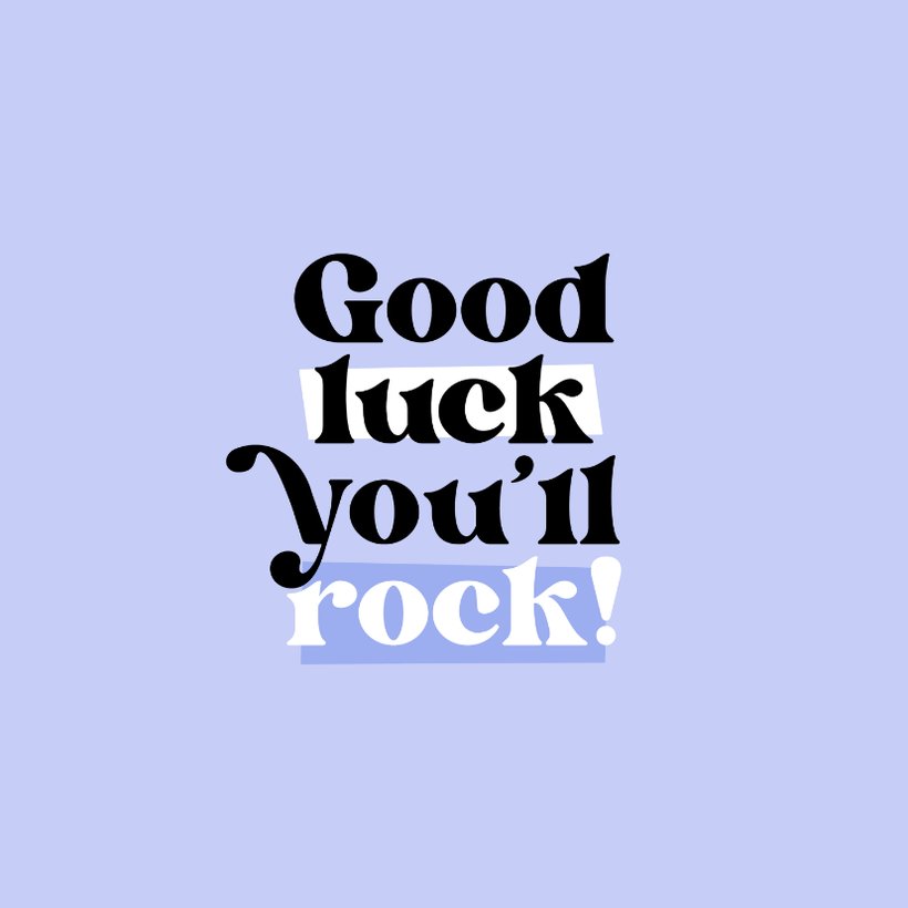 Succes kaart good luck you'll rock hip blauw | Kaartje2go