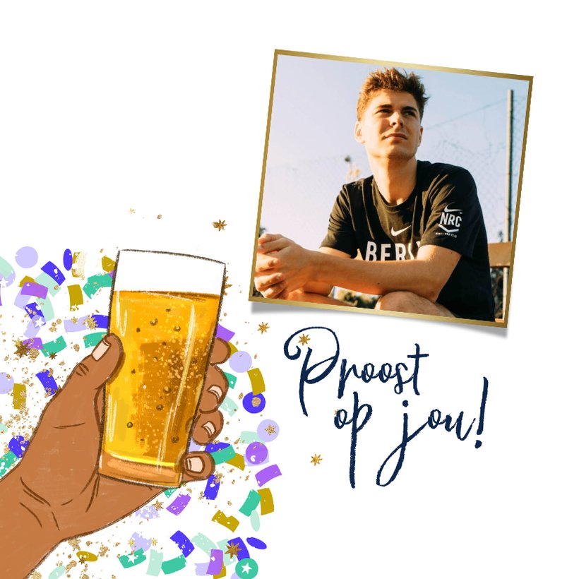 Trendy verjaardagskaart proost biertjes | Kaartje2go