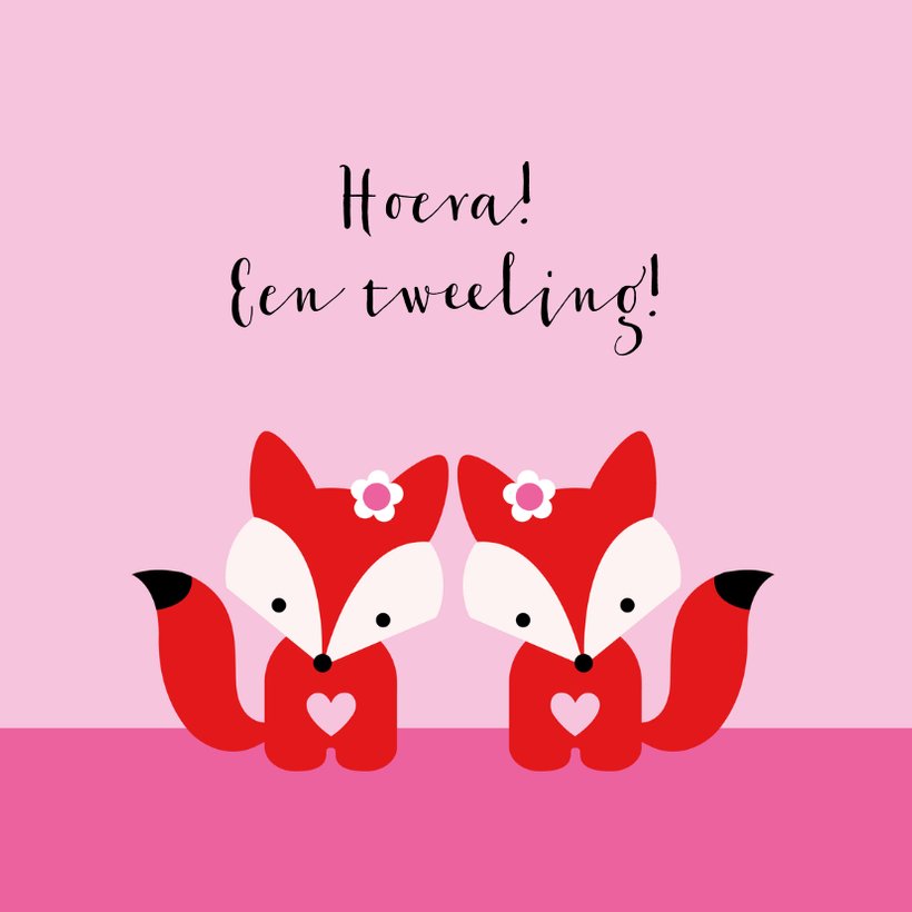 Tweeling vosjes, meisjes Felicitatiekaarten Kaartje2go