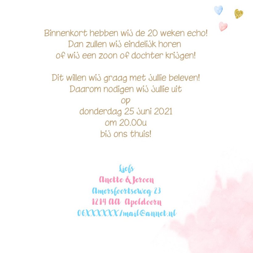 Uitnodiging Gender Reveal Party Balonnen Kaartje2go 3794