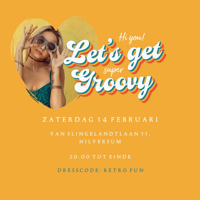 Uitnodiging retro feestje met gaaf design | Kaartje2go