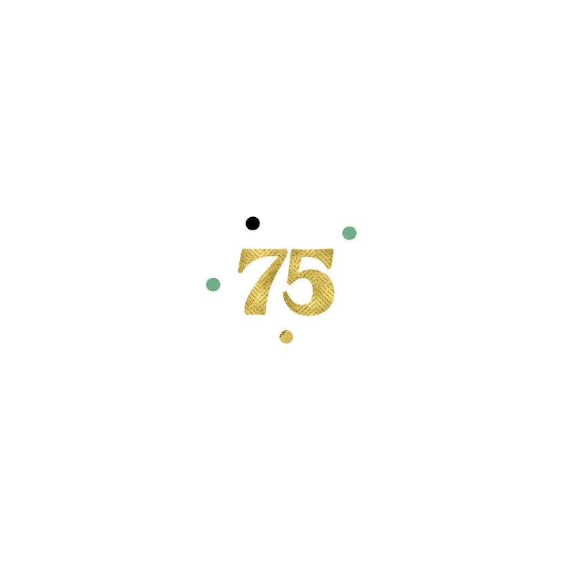 Uitnodiging verjaardag 75 jaar confetti goud | Kaartje2go