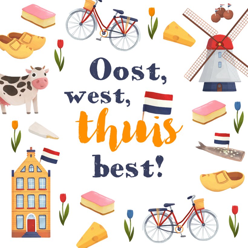 Vakantiekaart Nederland oost west thuis best | Kaartje2go