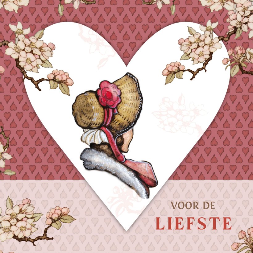Blauwe valentijnskaart met illustratie van