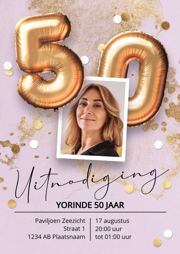 Verjaardag uitnodiging 50 jaar sarah ballonnen | Kaartje2go