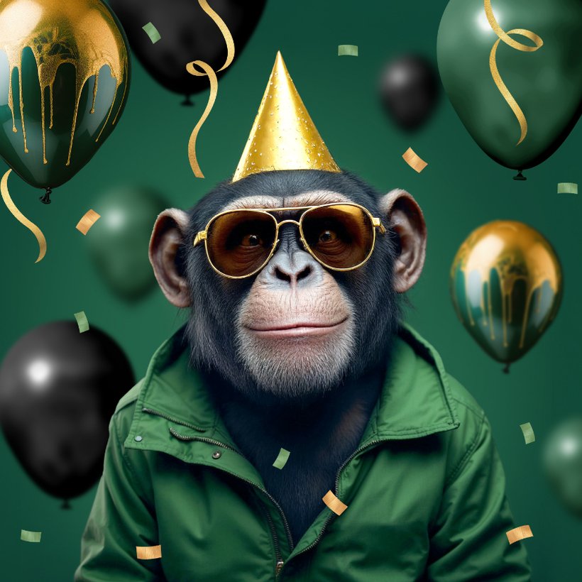 Verjaardagskaart grappig aap chimpansee stoer | Kaartje2go